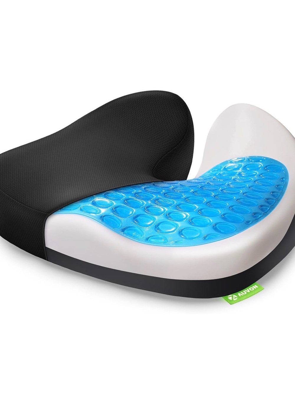 Auvon Gel Seat Cushion for Office and Car - Black with Blue Gel